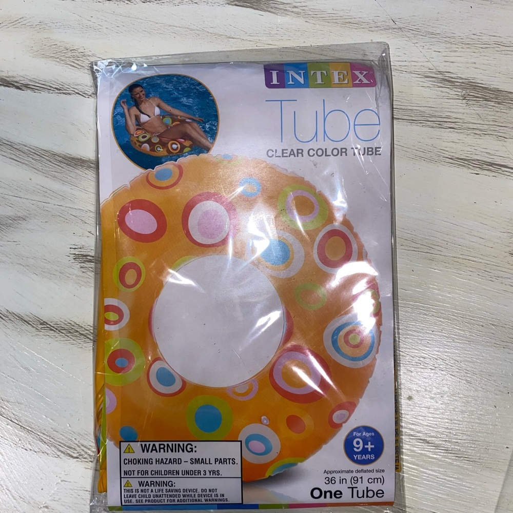 Intex Orange Clear Color Pool Tube with Multicolor Ring Accents